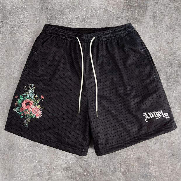 Trendy Angel Print Retro Street Shorts