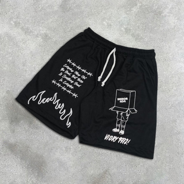 graphic print elastic shorts