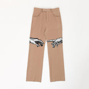 Fashion retro casual street art print trousers