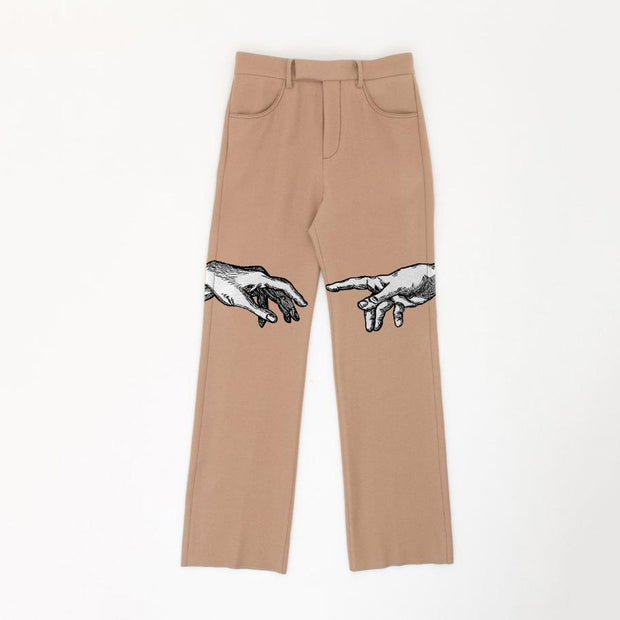 Fashion retro casual street art print trousers