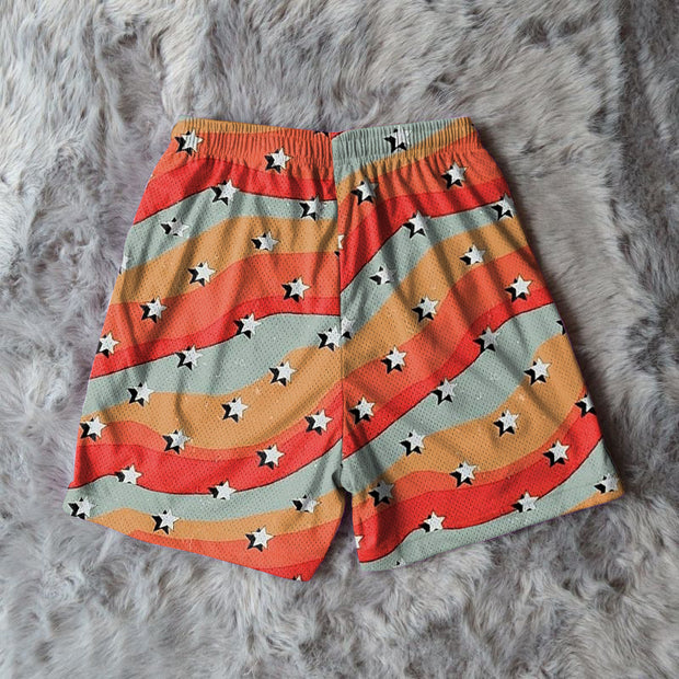 Irregular stripes cross-print track shorts