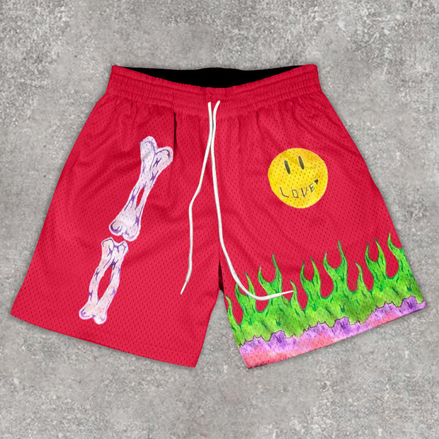 Stylish preppy casual street print shorts