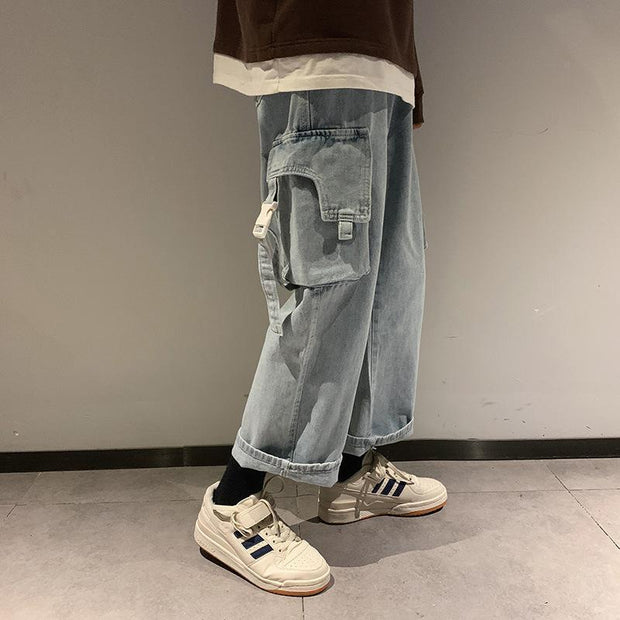 Workwear jeans men's loose straight leg wide-leg pants
