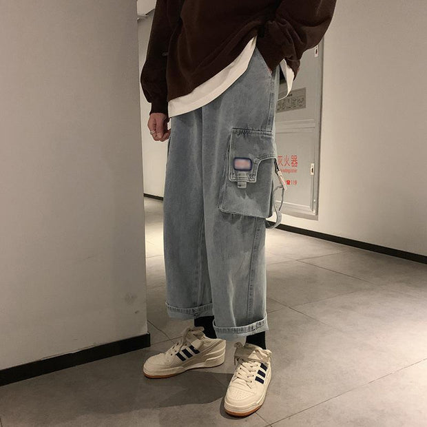 Workwear jeans men's loose straight leg wide-leg pants
