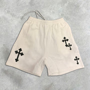 graphic print elastic shorts