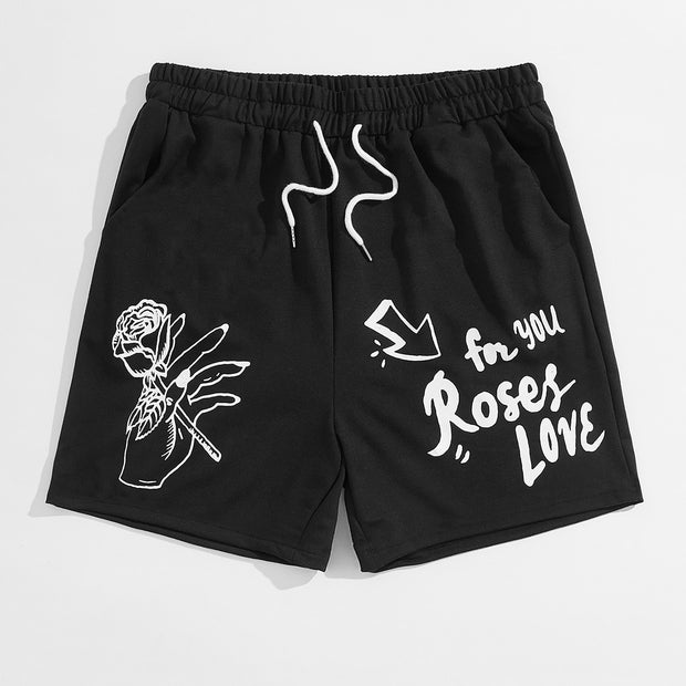 Casual Fashion Rose Print Shorts
