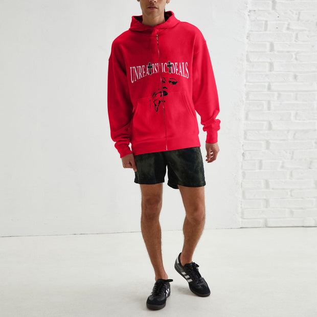 Fashion street trend zipper hooded sweatshirt jacket