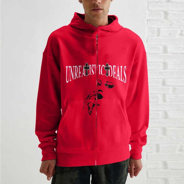 Fashion street trend zipper hooded sweatshirt jacket