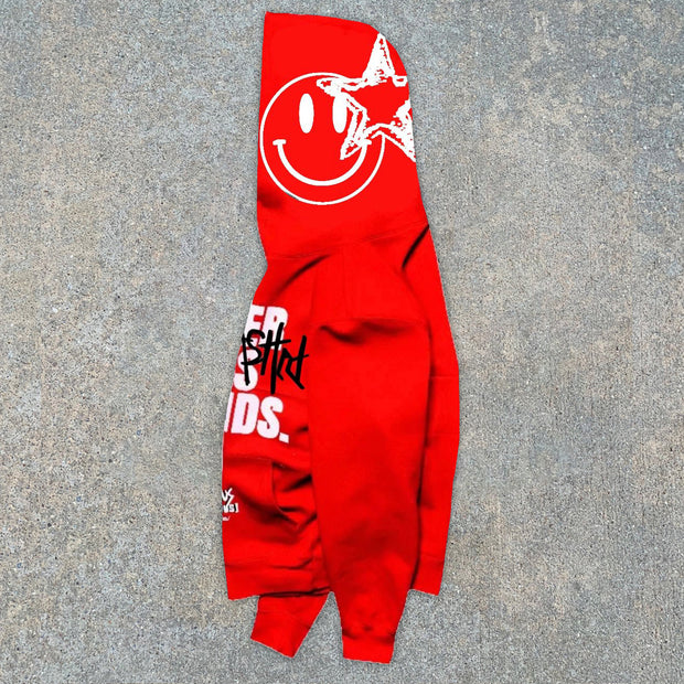 Casual Smiley Print Long Sleeve Hoodie
