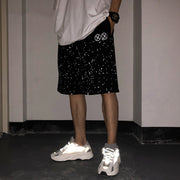 Personality reflective trend hip-hop loose casual sports print shorts