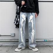 Personalized printed loose drape denim trousers