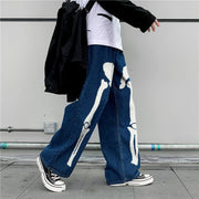 Personalized printed loose drape denim trousers