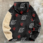 Trendy Cloud Print Plush Street Hoodie