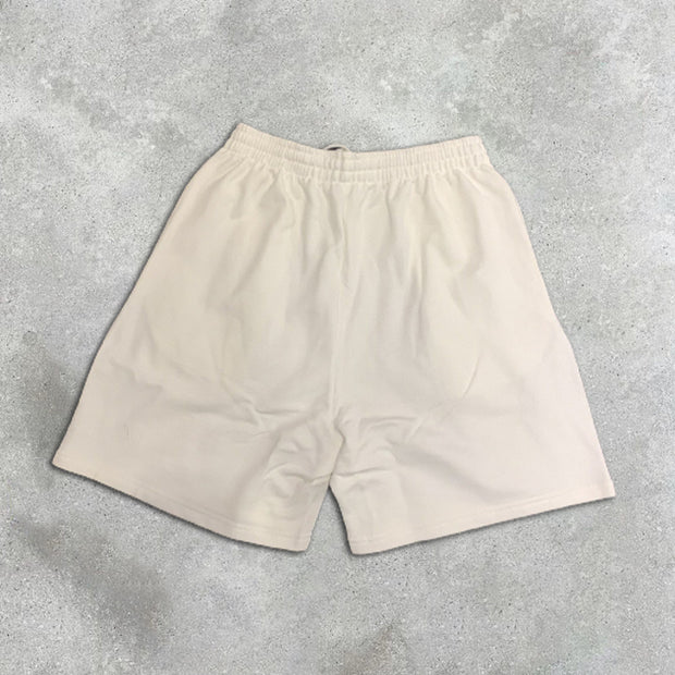 graphic print elastic shorts
