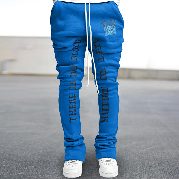 Street fashion print slim fit flared trousers