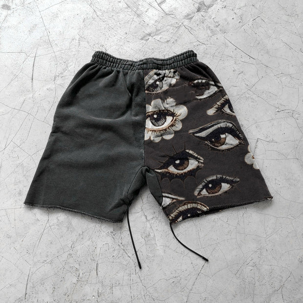 Retro art print loose street shorts