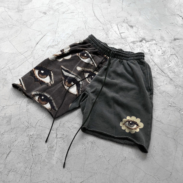 Retro art print loose street shorts