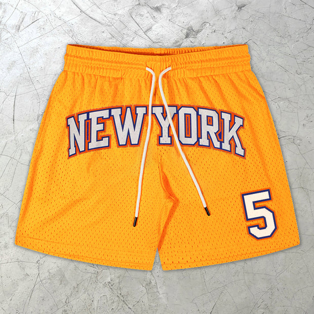 New York Alphabet Fashion Street Mesh Shorts