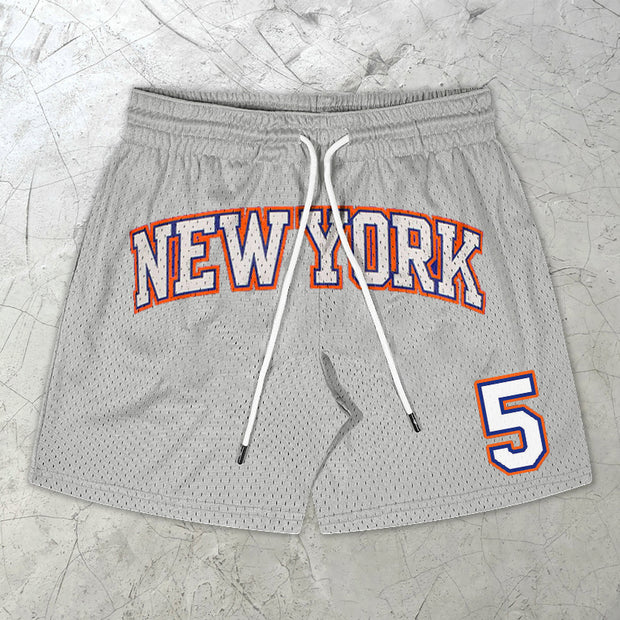 New York Alphabet Fashion Street Mesh Shorts