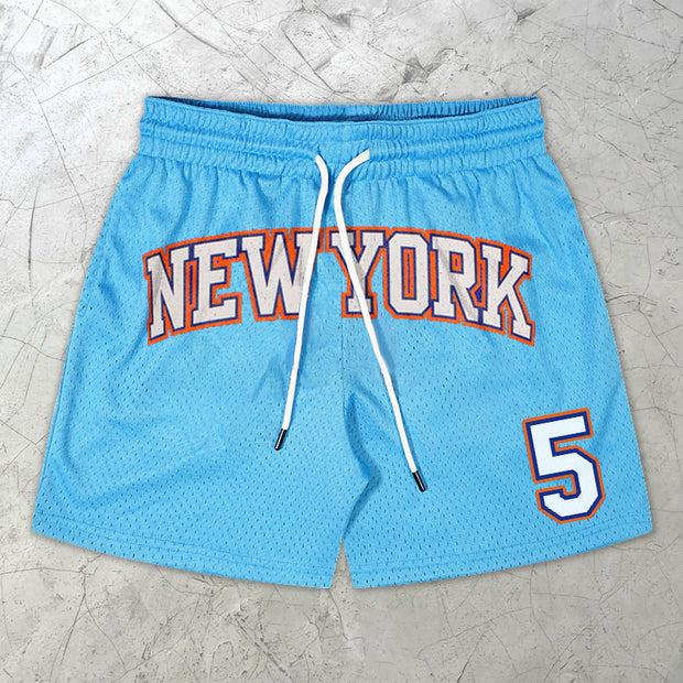 New York Alphabet Fashion Street Mesh Shorts