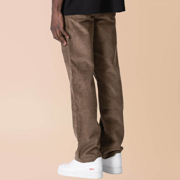 Fashion corduroy casual straight-leg lace-up trousers