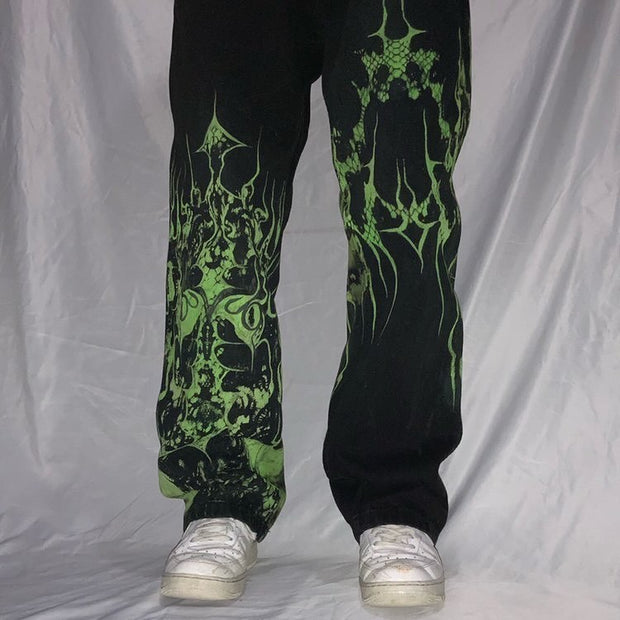 Casual green venom street jeans