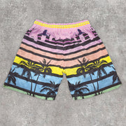 Fashion casual resort style coconut palm print sports shorts
