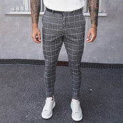 Men's business plaid all-match trousers
