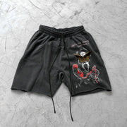 Retro Personality Casual Screaming Print Loose Shorts