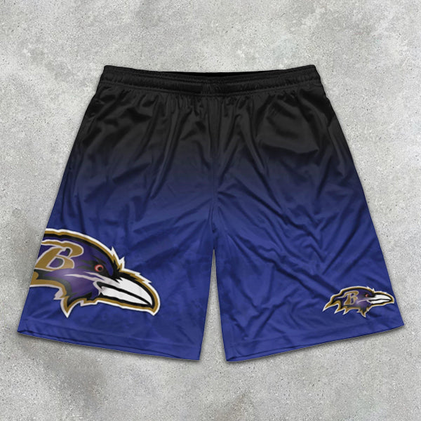 eagle graphic print gradient shorts