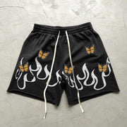 Butterfly flame hip hop street casual shorts