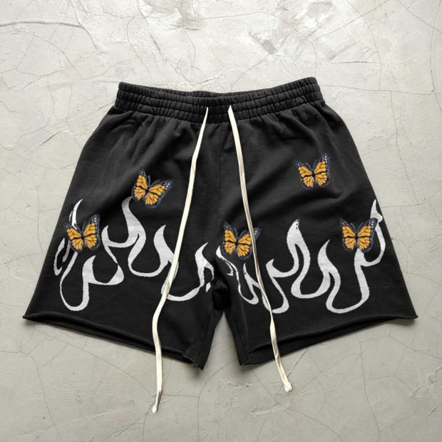 Butterfly flame hip hop street casual shorts