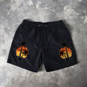 Hawaiian coconut palm print swim shorts