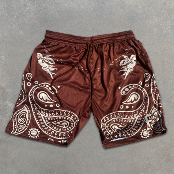 Paisley Graphic Print Elastic Shorts