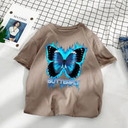 Street Style Retro Butterfly Print Short Sleeve Cotton T-Shirt