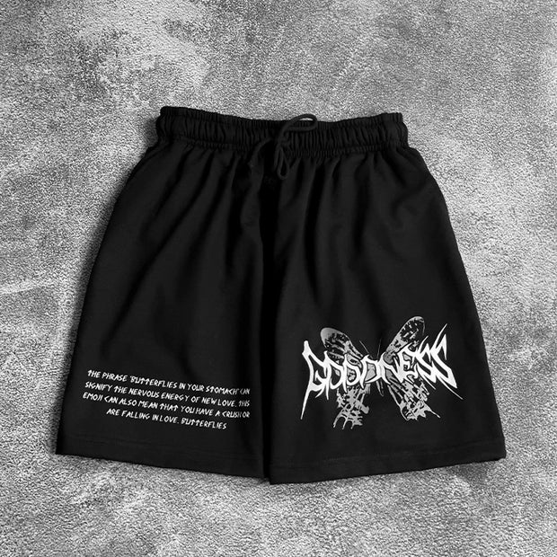 Butterfly Graphic Print Elastic Shorts