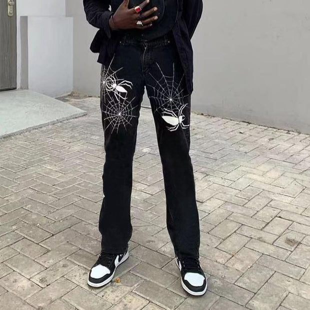 Cobweb dark street casual jeans