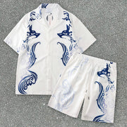 Casual Beach Shirt Teng Pattern Shorts Short Sleeve Suit