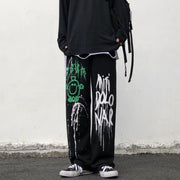 Dark graffiti butterfly wide-leg pants