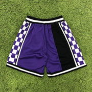 Plaid stitching sports casual shorts