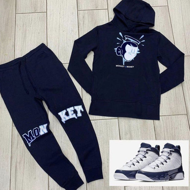 Casual fashion printed loose long sleeve hoodie set