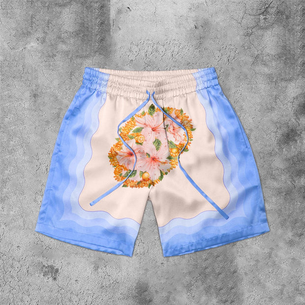 Artistic print fashion gradient shorts