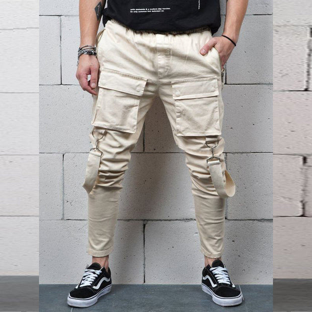 Street style fashion multi-pocket casual overalls