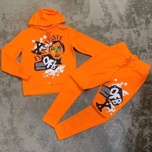 Graffiti casual street sports fleece suit