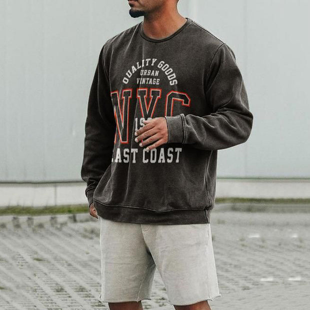 Street fashion retro printed loose sweatshirt