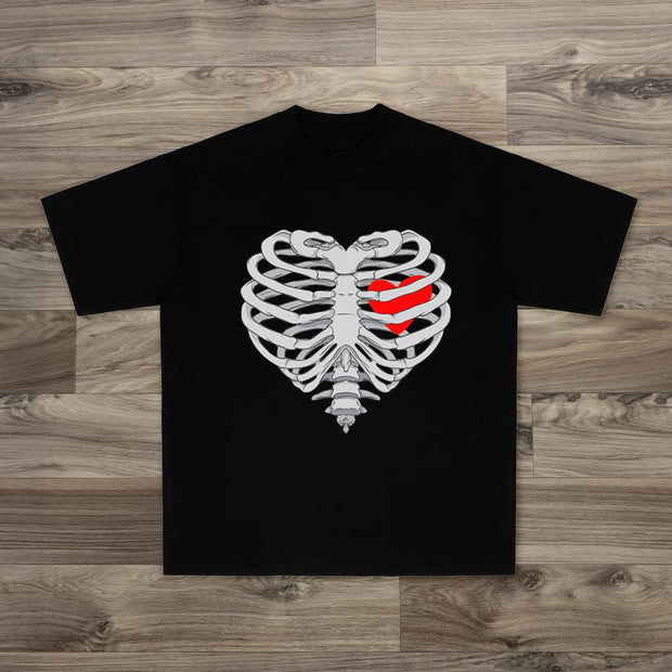 Love Skull Funny Print T-shirt
