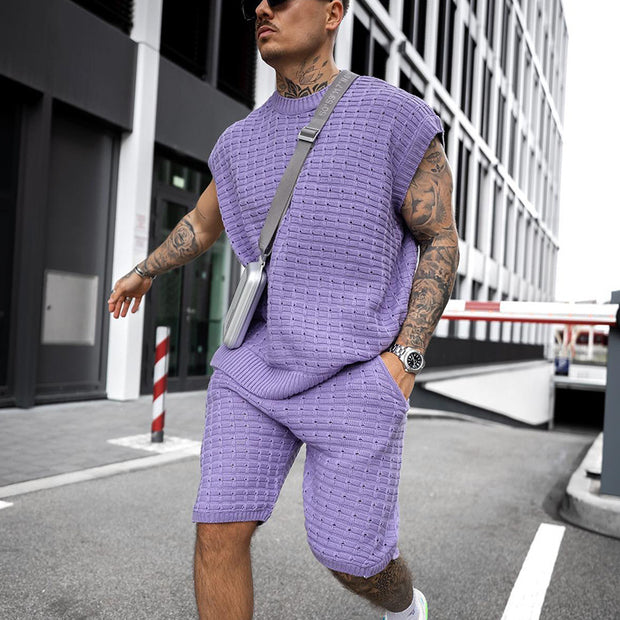 Men's Fashion Sports Casual Knitted Trend Vest Suits