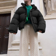 Stand-up collar casual loose all-match quilted jacket