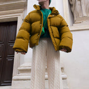 Stand-up collar casual loose all-match quilted jacket
