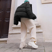 Stand-up collar casual loose all-match quilted jacket